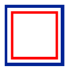 Cadre bleu borde de rouge, embleme de l'agence de demenagement de Conflans-Sainte-Honorine